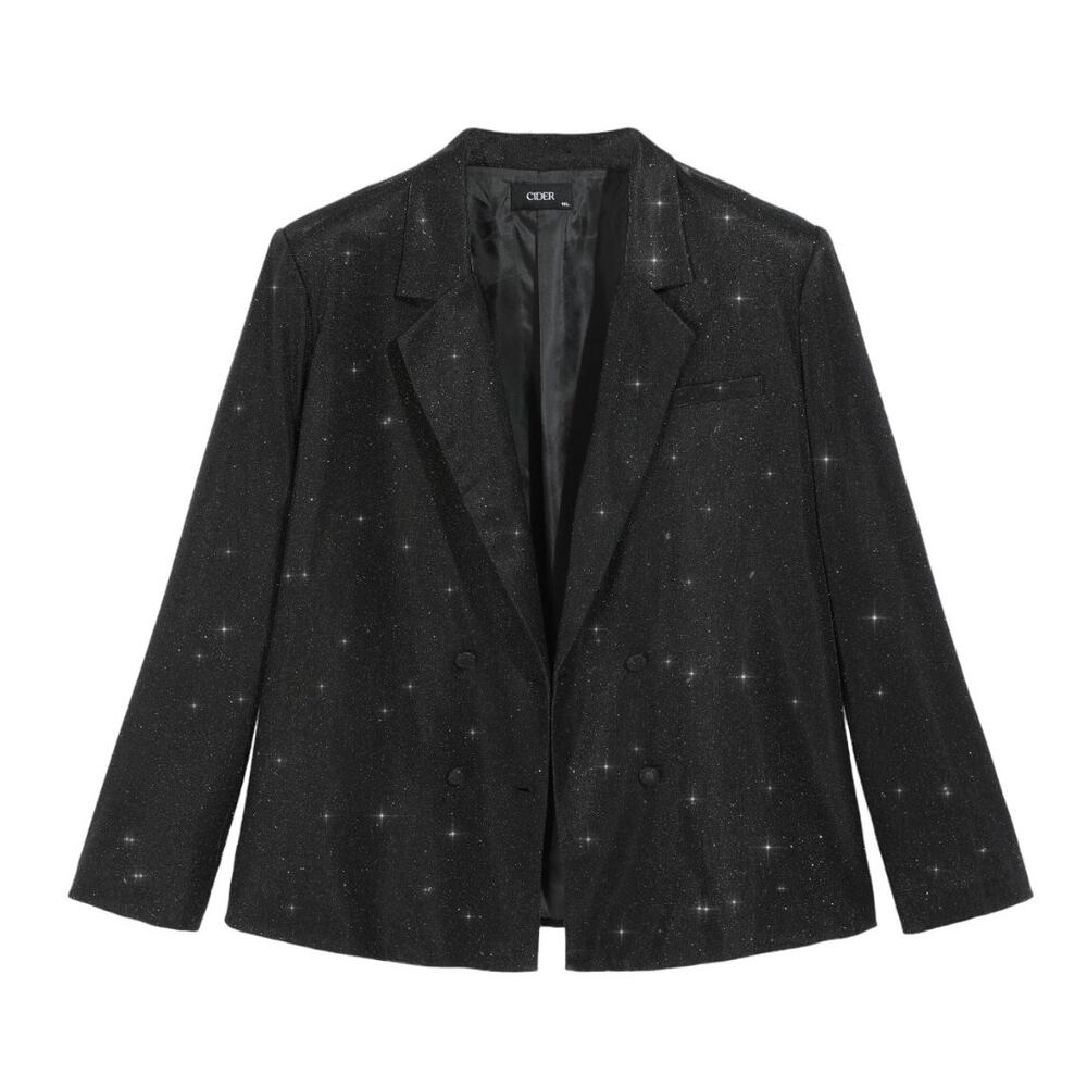 NWT Cider Glitter Notched Collar Glam Oversized Blazer